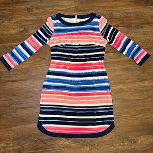 Vince Camuto Size 6  Blue and Pink horizontal stripe Shift dress 3/4 Sleeve